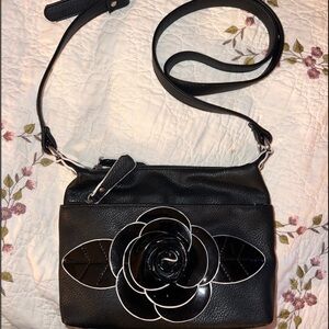 SHARIF Black pebbled faux leather crossbody purse